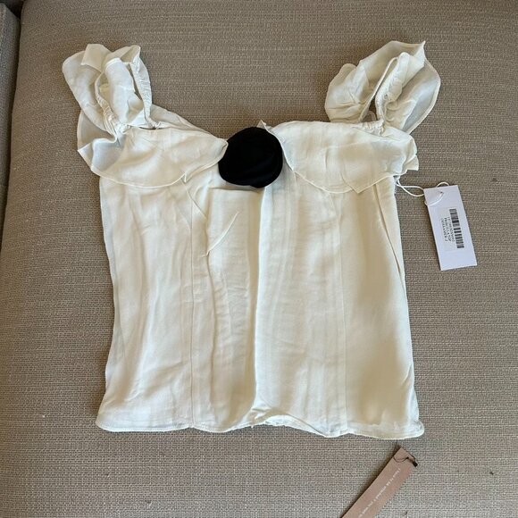 NWT Reformation Priscilla Off Shoulder Top Sz2 Gossamer Cream Ivory - Picture 4 of 7